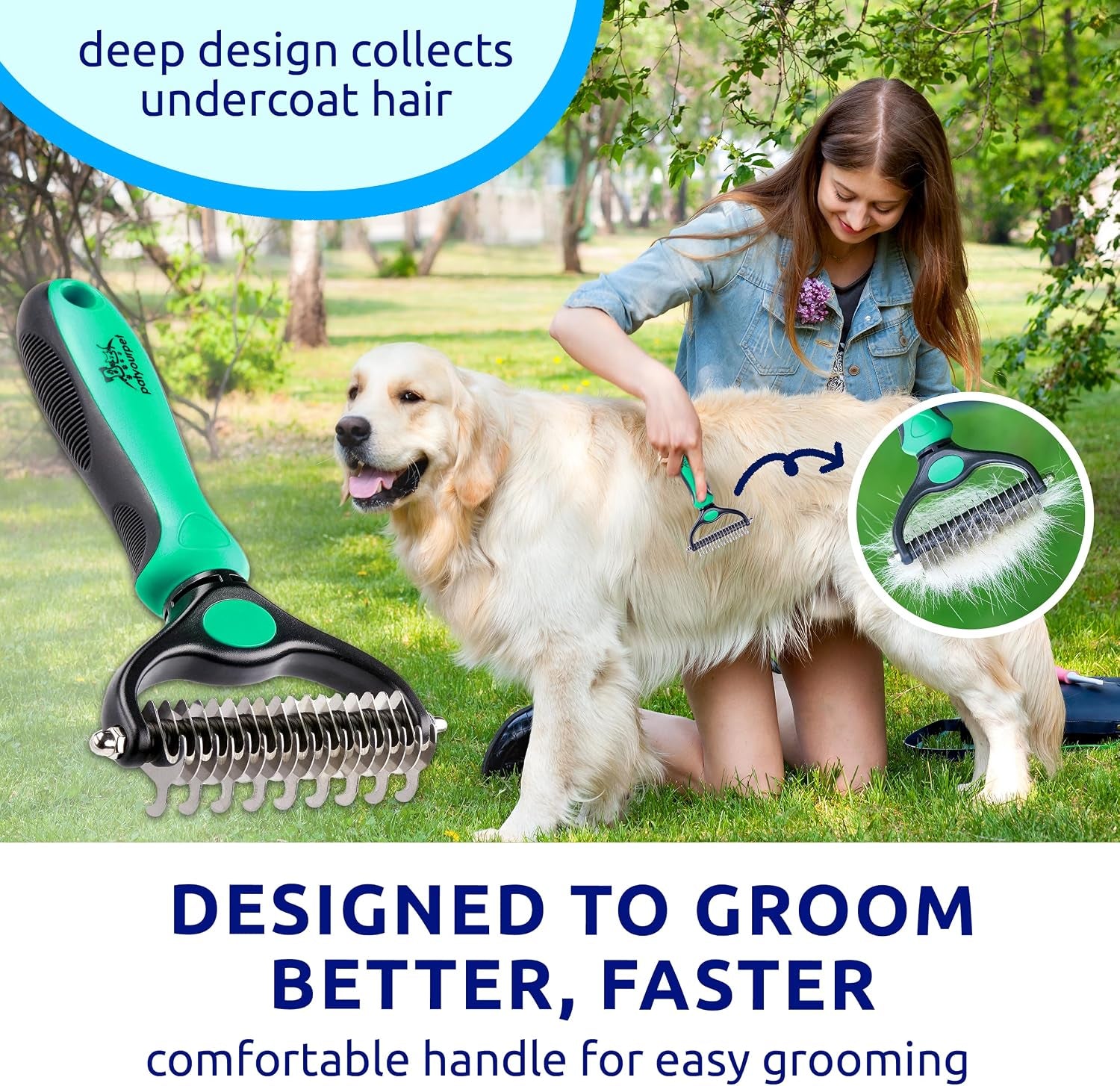 Deshedding Dog Brush for Shedding – Cat Brushes for Indoor Cats, Double-Sided Cat Brush Deshedding & Grooming Tool for Long Haired and Short Haired Dogs, Skin-Friendly