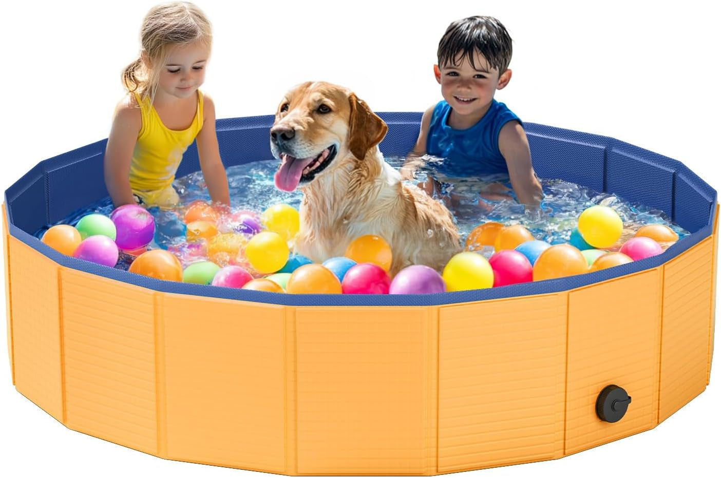 Foldable Dog Pool, Pet Swimming Pool, Pet Outdoor Bathing Tub, Dog Bath, Protective Lining, PVC Collapsible Pool for Dogs, Cats 63"