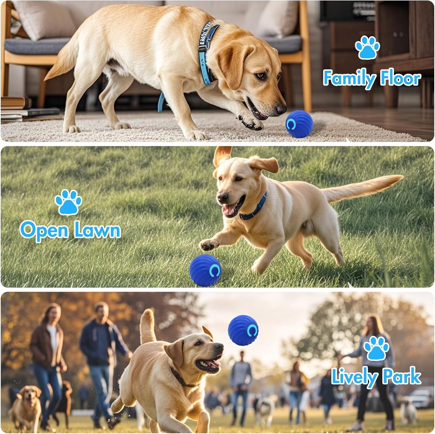 Interactive Dog Ball Toys for Pet Dogs,Smart Electric Small Medium Dog Toys to Keep Them Busy,Automatic Rolling Jumping Balls with 2 Cover for Dogs,Rechargeable Balls,Not for Aggressive Chewers,Blue