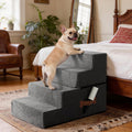 Dog Stairs for Bed 18" H, 4-Step Dog Steps for Small Dogs and Cats, Indoor Non-Slip Balanced Pet Stairs Suitable for Puppy,Grey