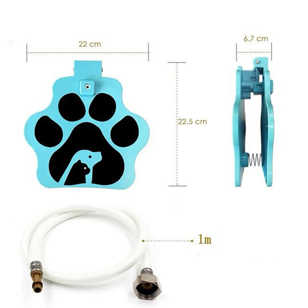 Dog Water Fountain and Sprinkler, Outdoor Pet Dog Step on Water Dispenser with Hose, Multifunctional Paw Activated Drinking Fountain, Garden Sprinkler Toy, Blue