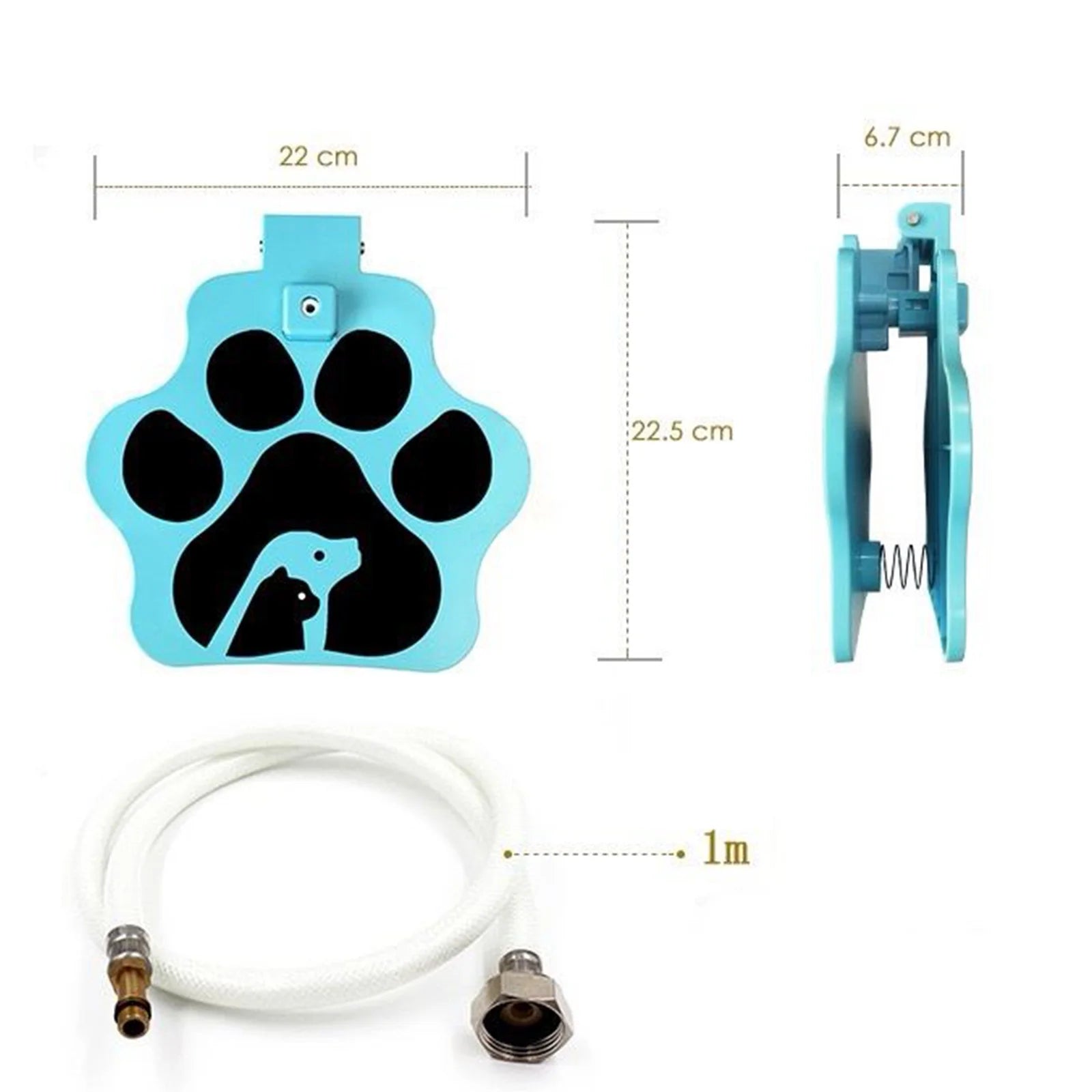 Dog Water Fountain and Sprinkler, Outdoor Pet Dog Step on Water Dispenser with Hose, Multifunctional Paw Activated Drinking Fountain, Garden Sprinkler Toy, Blue
