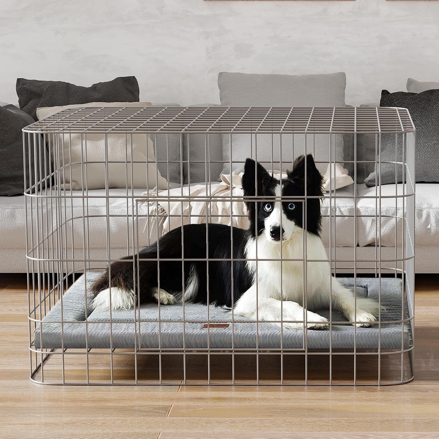 Dog Bed for Crate, Medium/Large Dogs Crate Bed,Washable Dog Beds Kennel Mat | Pet Beds Mat W/ Soft Wavy Plush Comfortable Anti-Slip Sleeping Mattress for Dogs & Cats,Gray
