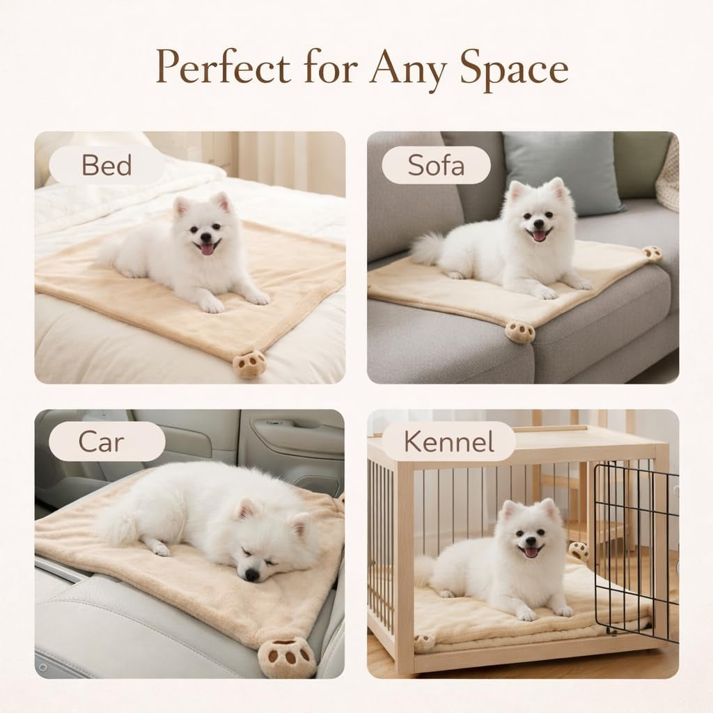 Dog Calming Pillow & Dog Blanket Set. Soft and Neck-Friendly, Washable Pet Pillows for Small Medium Dogs and Cats. Anxiety Relief Cuddle Pillow. Fluffy Plush Washable Pet Bed Mat (Medium)