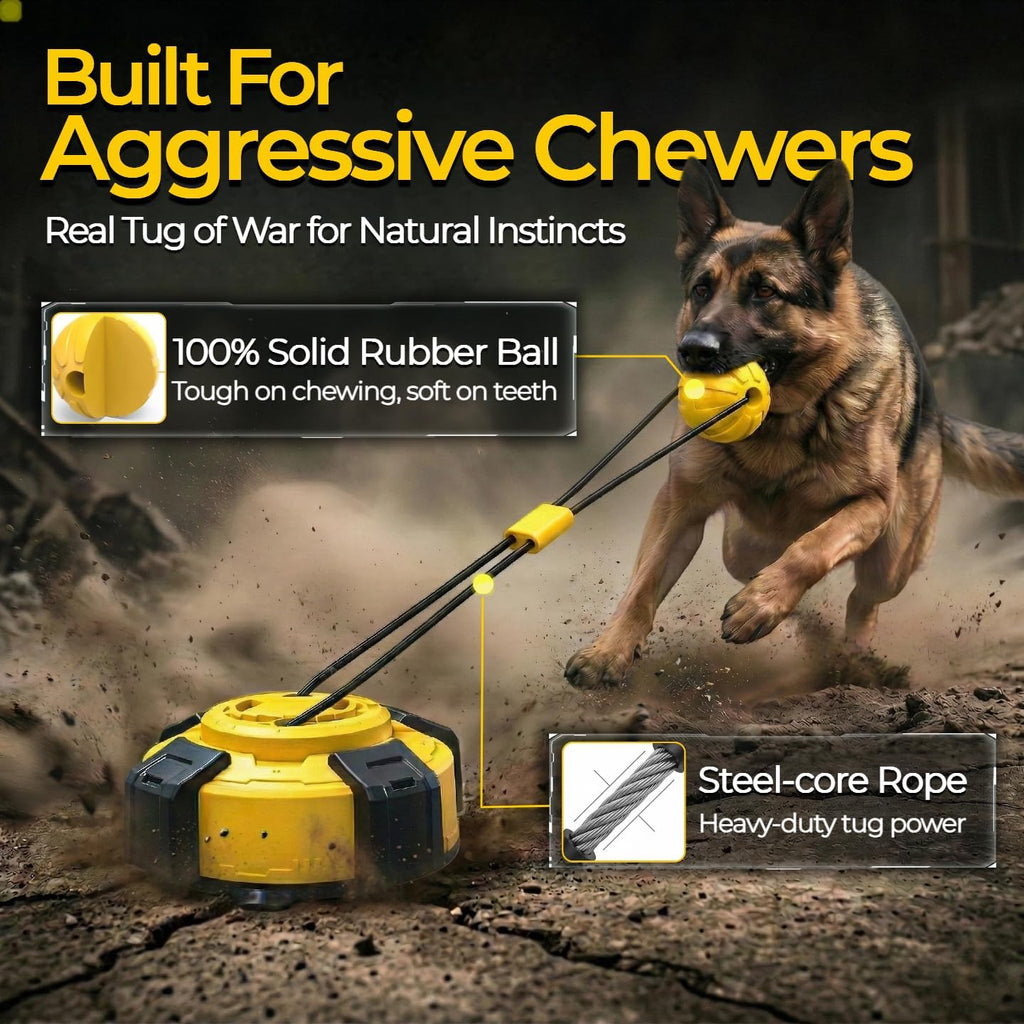 Interactive Tug of War Dog Toys Enrichment Stimulating Suction Cup | for Aggressive Chewers Medium & Large Dogs to Keep Them Busy, Vacuum Suction Base, Rubber Teething Rope Toy, Indoor & Outdoor