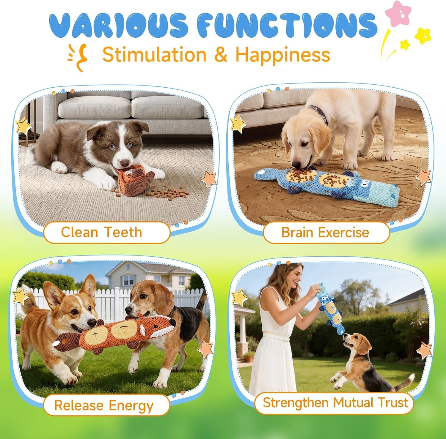 Dog Toys for Aggressive Chewers 2 Pack, No Stuffing Squeaky Chew Toy for Small Medium Breed, Puppy Teething Interactive Dog Toys to Keep Them Busy
