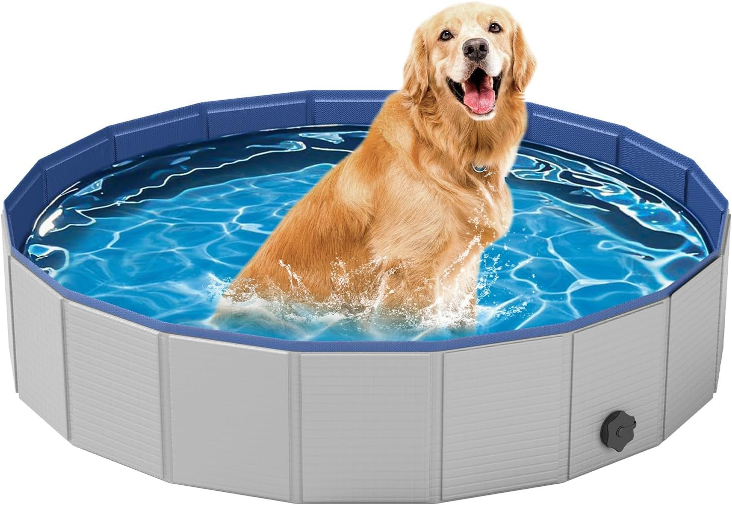 Dog Pool for Large Dogs, Foldable Plastic Pool for Dogs Slip-Resistant (XL - 63'' X 12'')