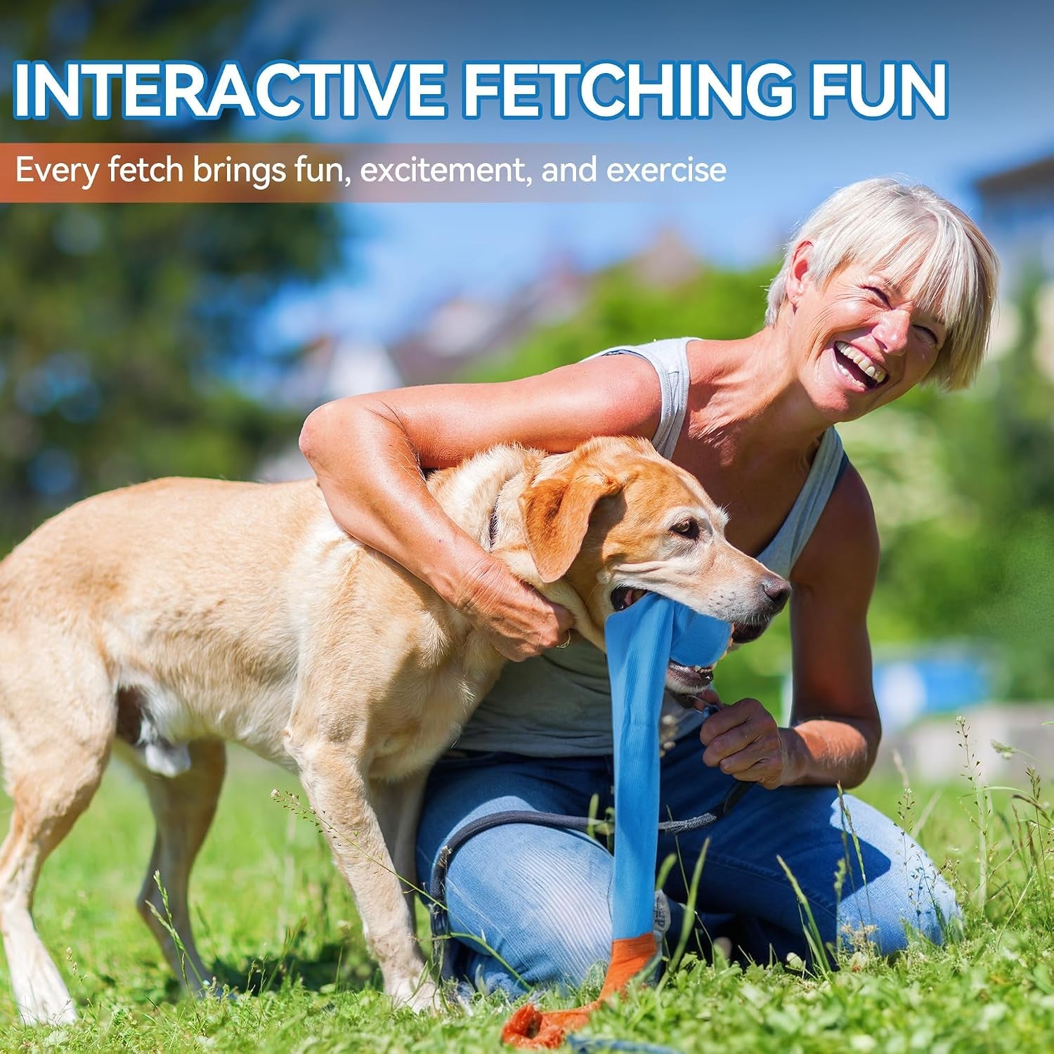 2-Pack Dog Ball Toy with Tail, Interactive Throw & Catch Toy for Medium & Large Dogs, Rubber Ball with Nylon Tail for Exercise & Boredom Relief