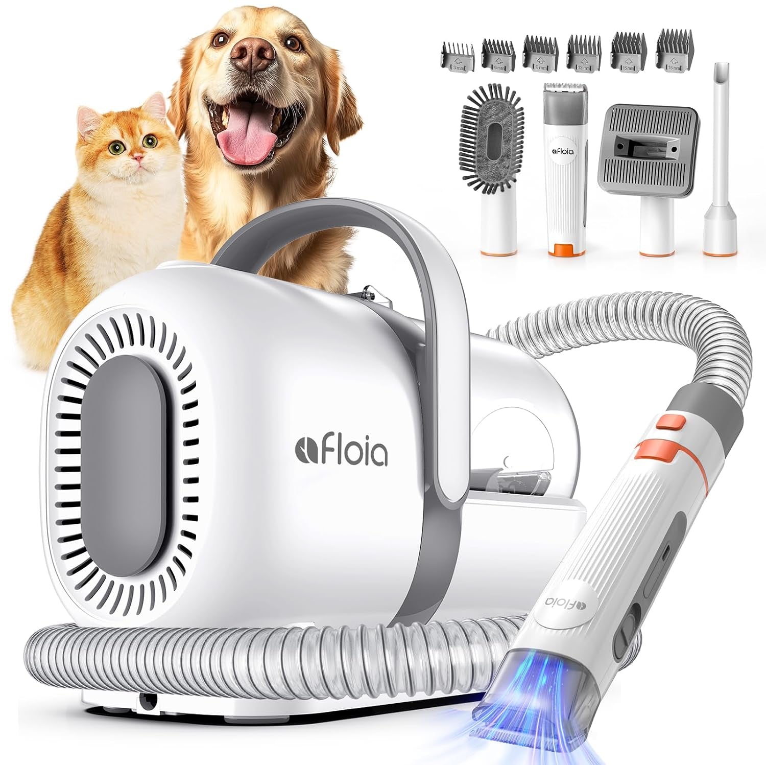 Dog Grooming Vacuum Kit, 1.5L Tank, White | Contains Floating Fur during Coat Care, Helping Sofas, Floors and Clothes Stay Cleaner between Deep Cleans.