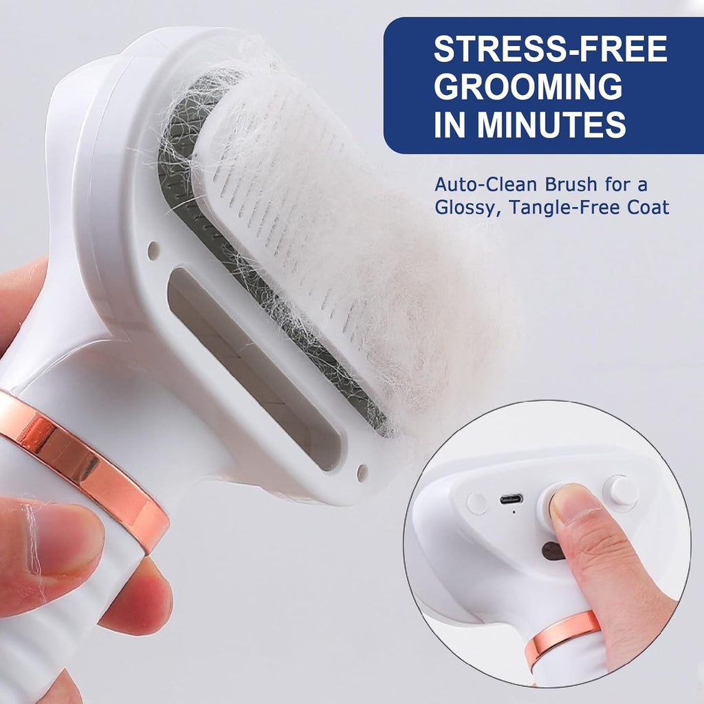 3-In-1 Pet Hair Dryer Brush for Dogs & Cats Portable, Dog Hair Blower & Slicker Brush Adjustable Temp (Low/Middle/High), Overheat Protection