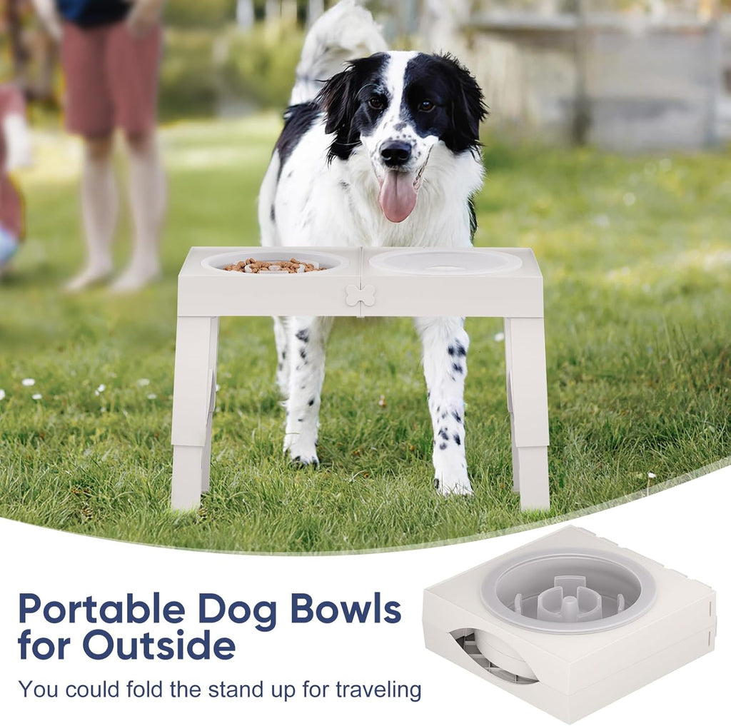 Elevated Dog Bowls Large Breed Raised Dogs Bowl Stand Large/Medium Sized Dog Slow Feeder Dogs Bowls Food Water Stands 5 Heights Adjustable 9/11/12/14In Pet Feeder Dish Station