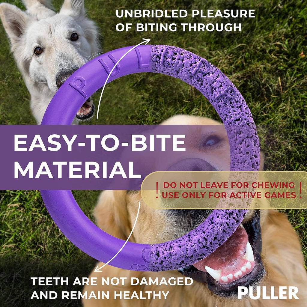Puller Outdoor Dog Ring Toys - Dog Fetch Toy & Tug of War Dog Toy for Small Medium Large Dogs - Dog Ball & Soft Dog Frisbee Alt - outside Dog Yard Toys - Big Dog Pull Toy - Dog Agility Jumps Tool