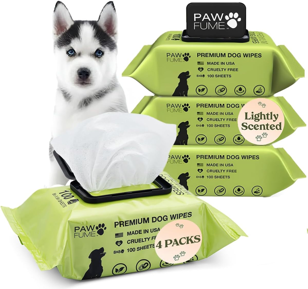 Dog Wipes, Unscented Pet Wipes, 2 Pack | Hypoallergenic Grooming Wipes for Eyes, Face, Butt & Paws; Clean, Deodorize and Tackle Tear Stain Wipes on Puppies