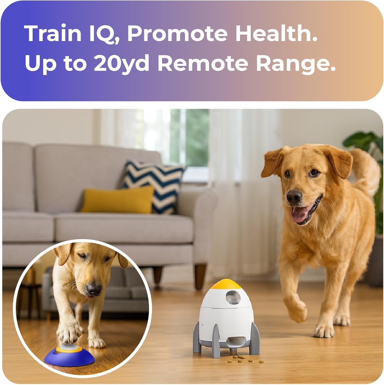 Interactive Dog Puzzle Feeder Toy, Automatic Dogs Treat Dispenser for IQ Training & Slow Feeder, Dog Food Dispenser with Remote Button, Suitable for Indoor or Outdoor Play, All Breeds,