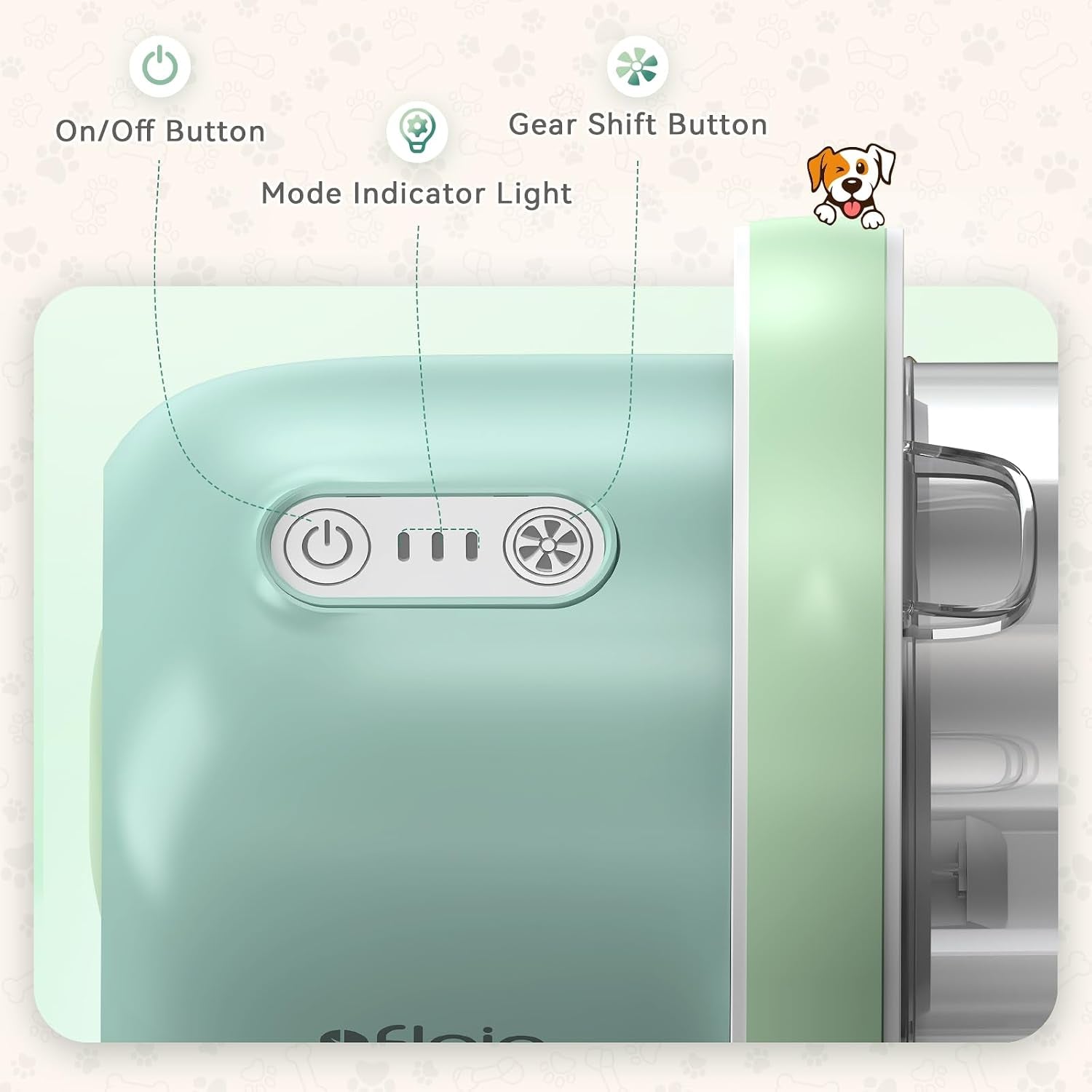 6-In-1 Dog Grooming Vacuum Kit, Pet Clipper & Nail Grinder, Green | All-In-One Grooming Covers Brushing, Clipping, Trimming and Nail Care, 1.5L Dust Cup, 3 Suction Levels, Low-Noise Comfort