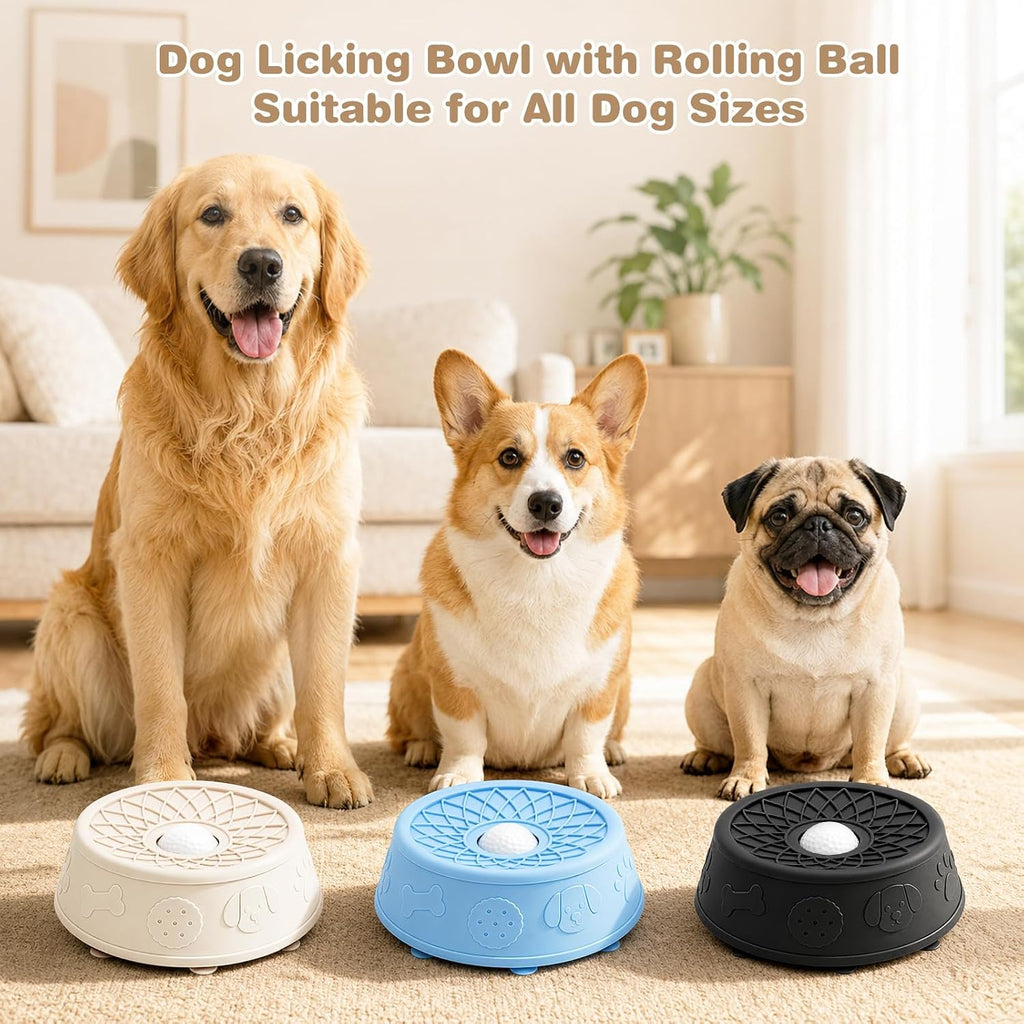 Dog Lick Bowl, Slow Feeder Dog Bowls for Liquid Treats, Food-Grade Silicone Anti-Slip Dog Licking Toy, Bone Broth and Yogurt Puzzle Feeder for Large Medium Puppy Pet & Cats Helps Protect the Stomach
