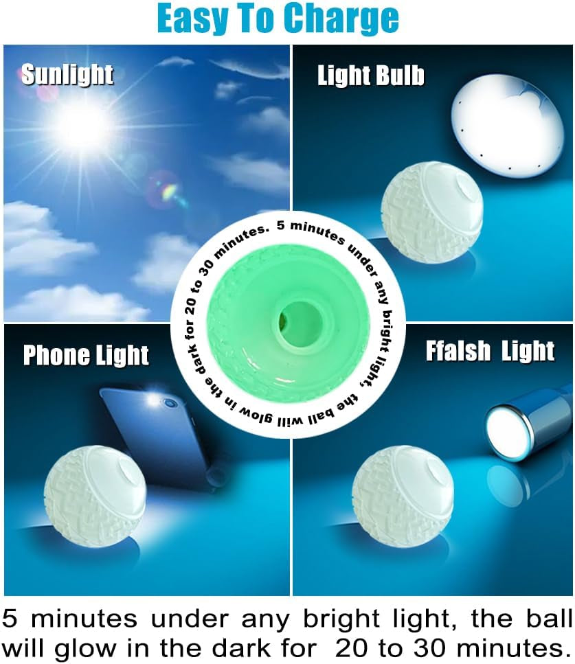 Dog Glow Ball Toy, Dog Toy Ball Glow in the Dark, 2 Pack