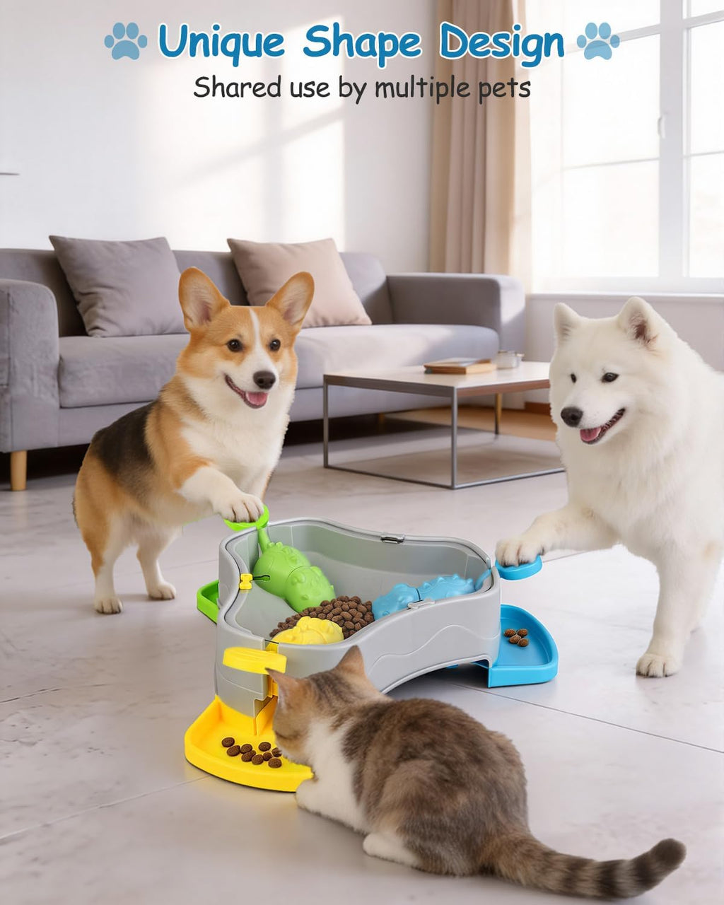Dog Puzzle Toy, 3-In-1 Interactive Dog Puzzle Toys Press-Type Dog Treat Dispenser Toy Dog Enrichment Toy No-Slip Slow Feeder Interactive Brain Training Toys for Smart Dog Cats, 3 Colors