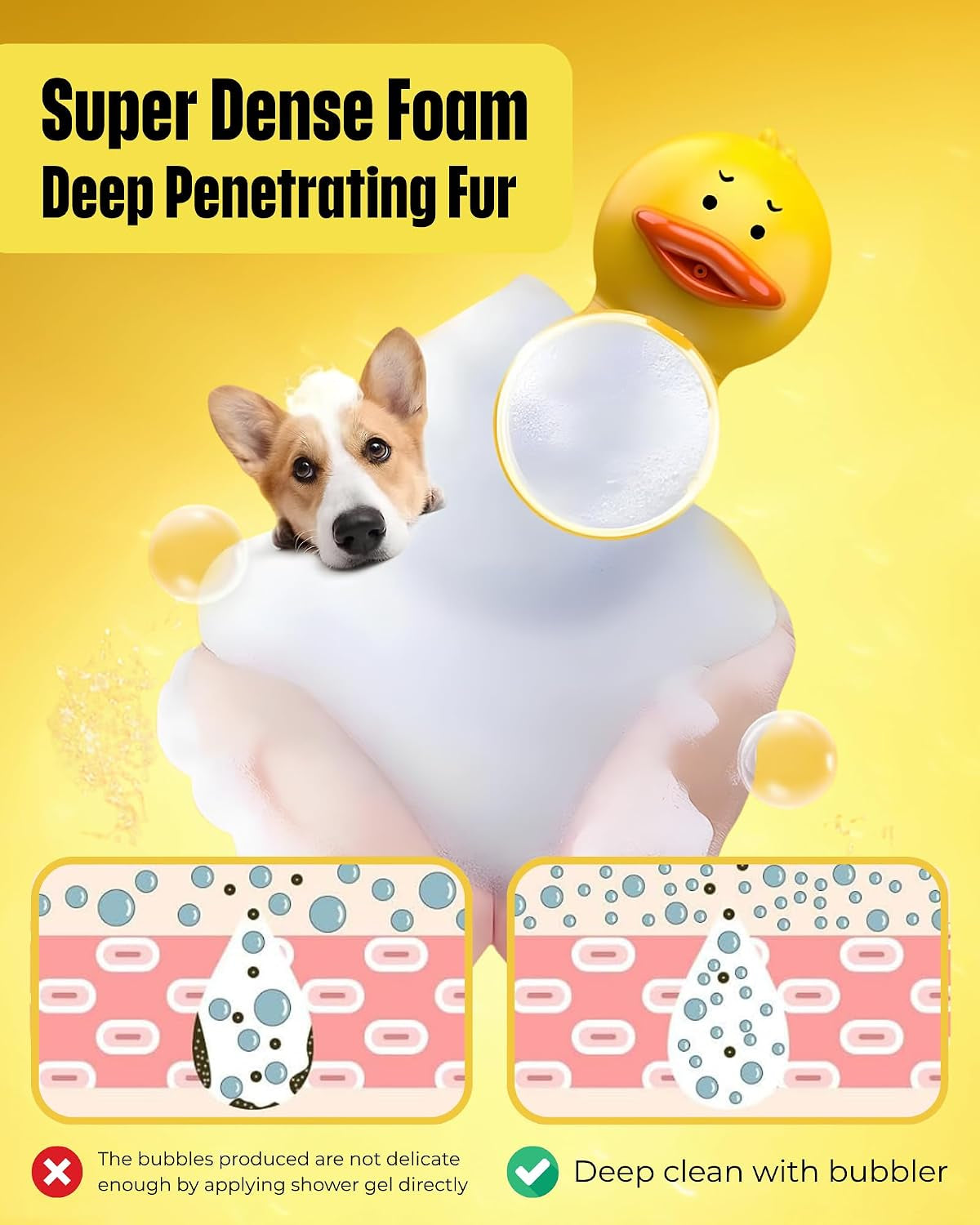 Electric Dog Shampoo Dispenser Dog Shampoo Sprayer Duck Shampoo Foamer for Pet, Foaming Soap Dispenser for Bathtub, Kitchen Sink Cleaning