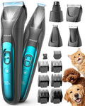 Professional 4-In-1 Dog Grooming Kit with LED Light | Quiet Clippers & Nail Grinder, Cordless, 3.7 Hrs Runtime, LED Display, Safe for Paws, Face, Ears & Body