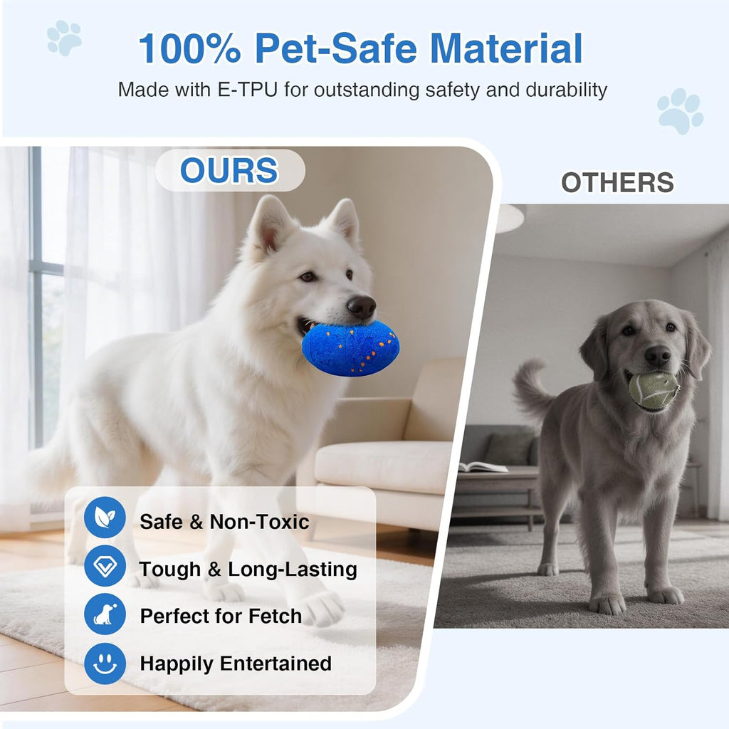 Interactive Dog Toy Balls, Pet Ball Toys Automatic Moving Bouncing and Rotating, Solid E-TPU Material, IPX7 Waterproof Active Rolling Balls for Small, Medium and Large Dogs(Vbleu)