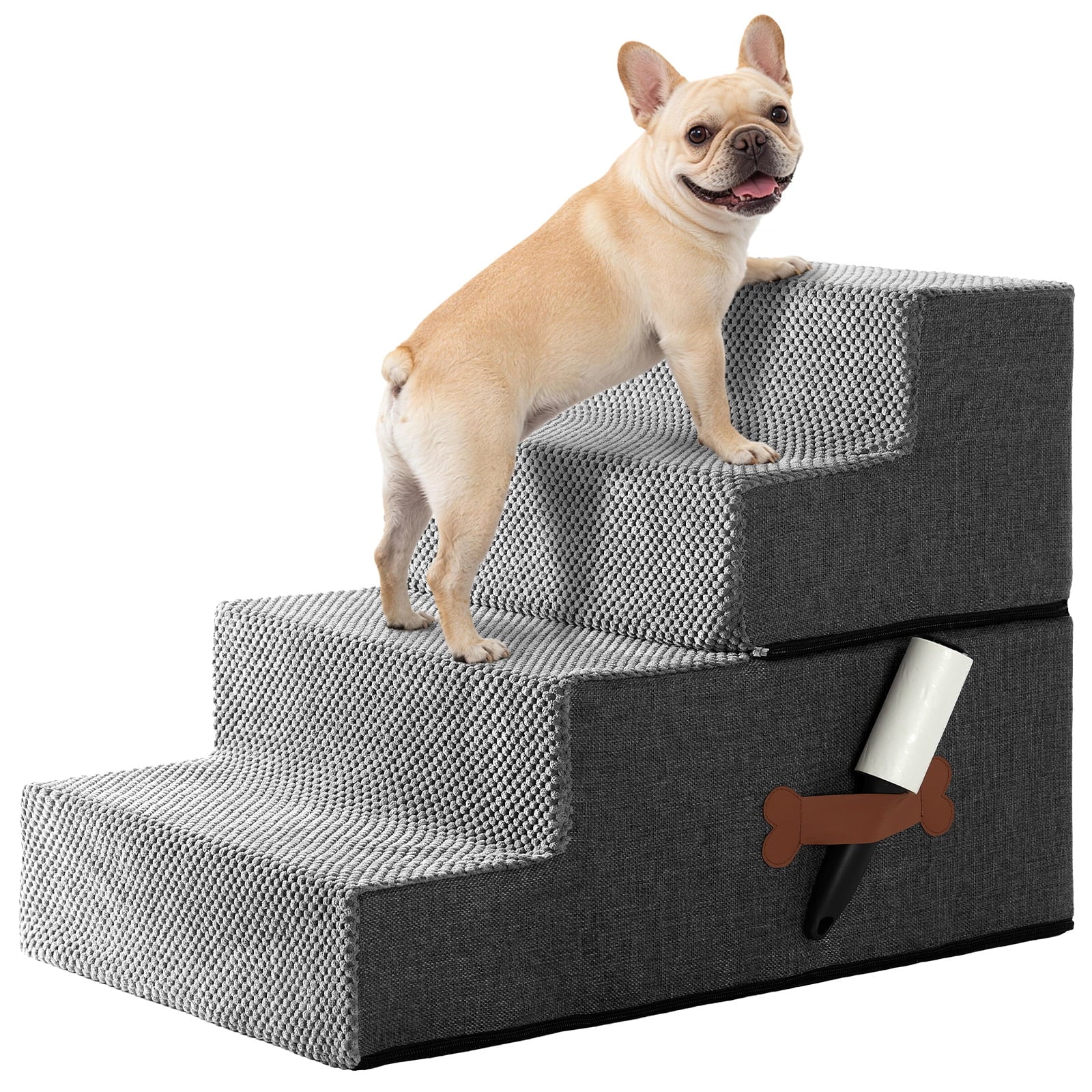 Dog Stairs for Bed 18" H, 4-Step Dog Steps for Small Dogs and Cats, Indoor Non-Slip Balanced Pet Stairs Suitable for Puppy,Grey