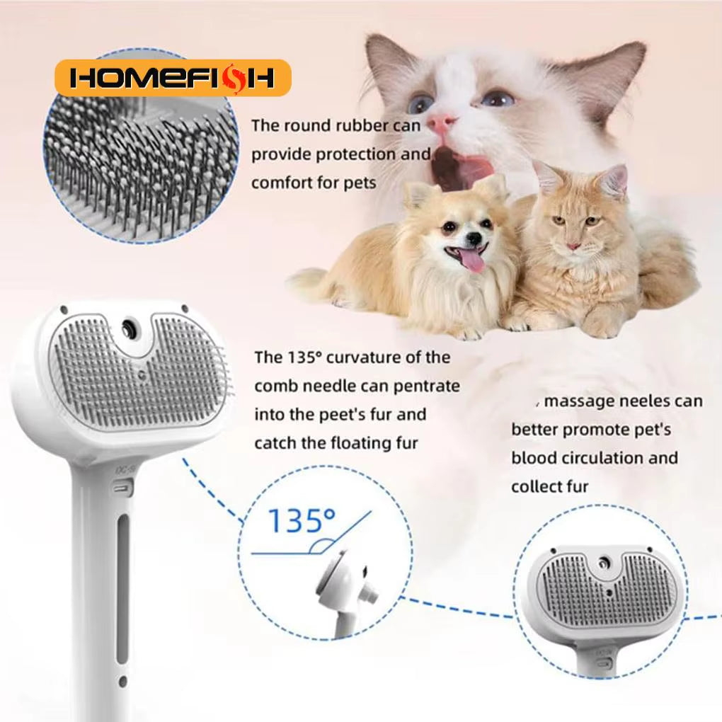 Steam Spray Dog Grooming Brush Unique Steam Brush for Dogs Luxury Grooming Brush Dog Steam Brush
