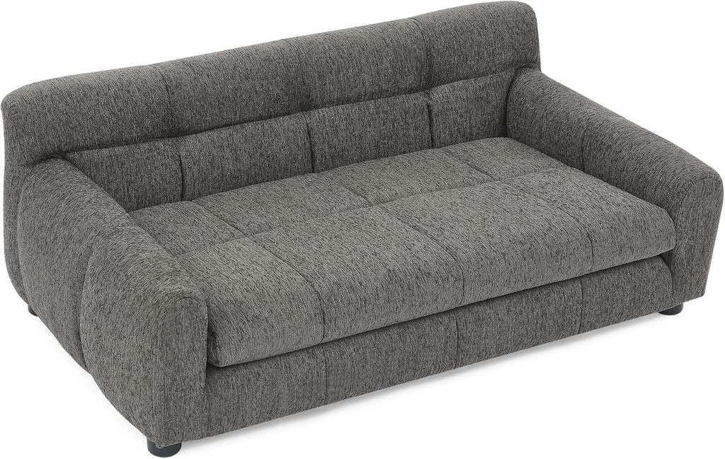 38" Dog Couch, Comfortable Dog Sofa Bed with Backrest and Armrests for Medium and Large Dogs, Linen Cozy Soft Cushion Pet Bed,Dark Gray