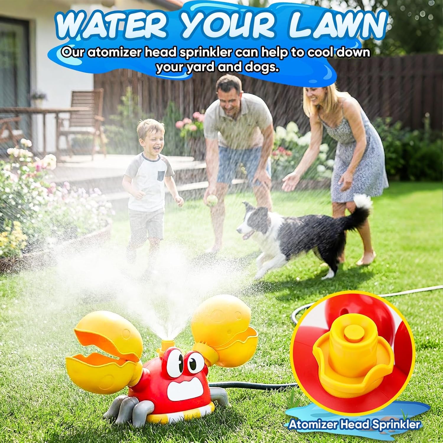 Water Sprinkler for Kids, Summer outside Water Toys Attached to Garden Hose with 3 Spray Patterns & 4 Bean Bags for Toss Game, Kids Sprinklers for Yard Lawn Pool Games for Age 4-12 Yr Old Boys Girls