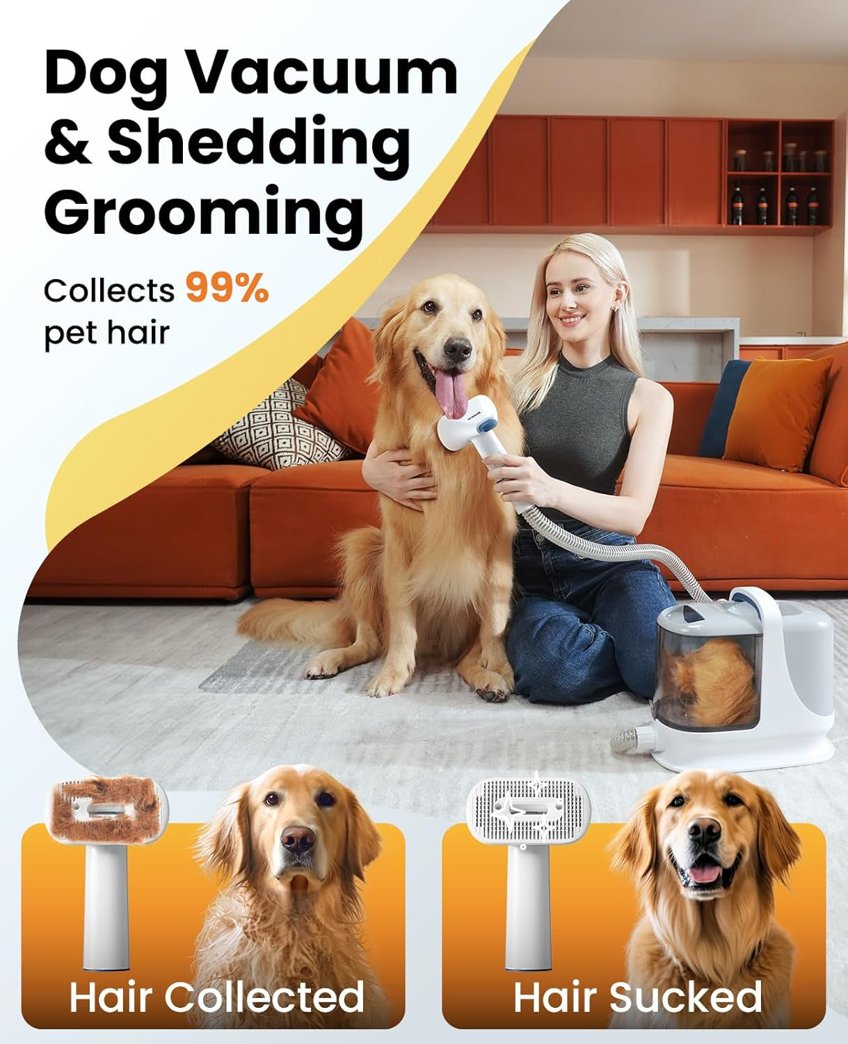 Dog Grooming Vacuum Kits with Clipper | Exatra Large 3L Dust Cup,13Kpa 3 Suction,Clipper,Nail Grinder & Shedding Brush 7 in 1 Grooming Kits,Low Noise,Bm3