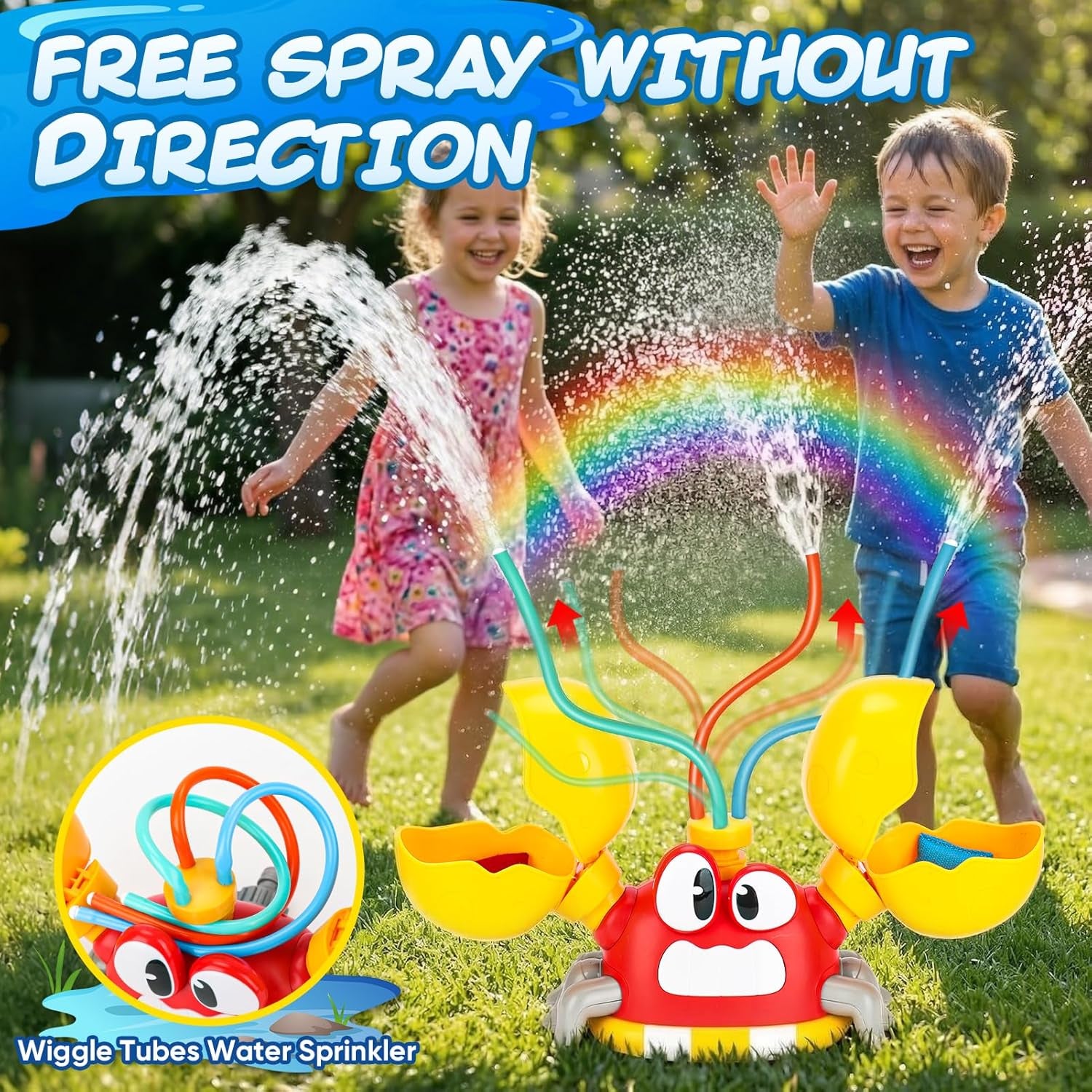 Water Sprinkler for Kids, Summer outside Water Toys Attached to Garden Hose with 3 Spray Patterns & 4 Bean Bags for Toss Game, Kids Sprinklers for Yard Lawn Pool Games for Age 4-12 Yr Old Boys Girls