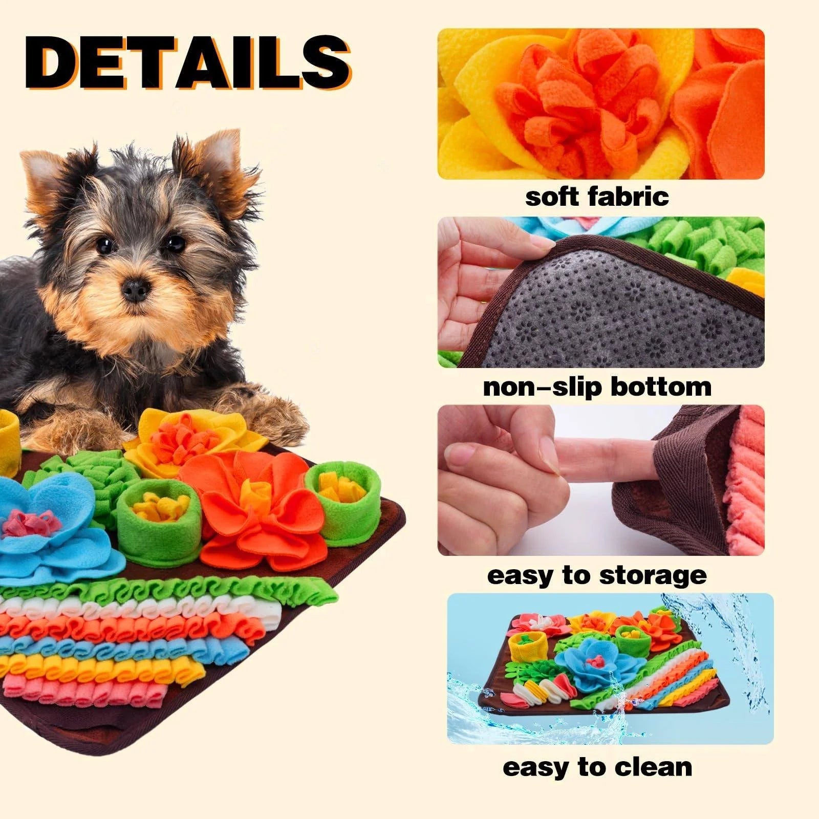 Snuffle Mat for Dogs Slow Feeder Licking Mat for Anxiety Relief Mental Stimulation Foraging Puzzle Toy for Dogs Cats Machine Washable Pet Mat
