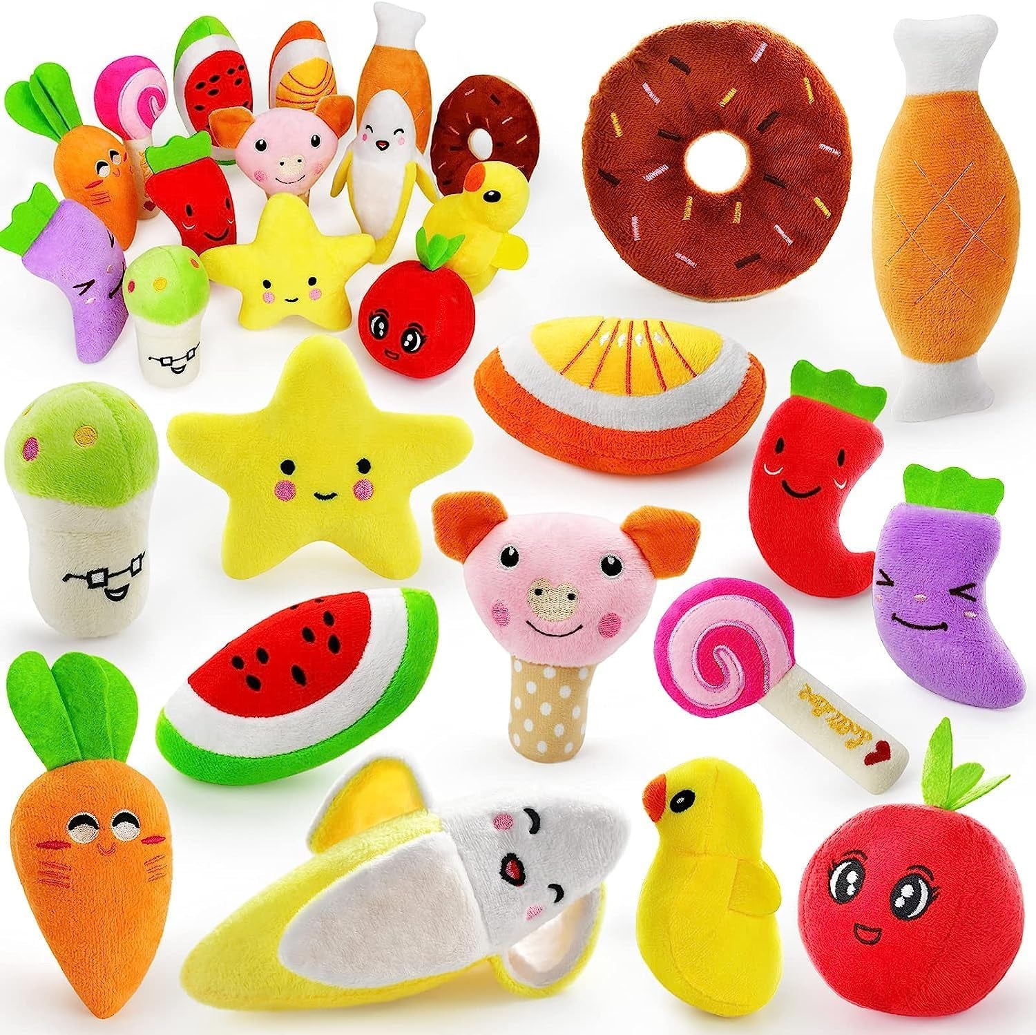 Squeaky Plush Dog Toy 6 Pack for Puppy, Small Stuffed Puppy Chew Dog Toys Bulk with Squeakers, Cute Soft Pet Toy for Small Medium Size Dogs