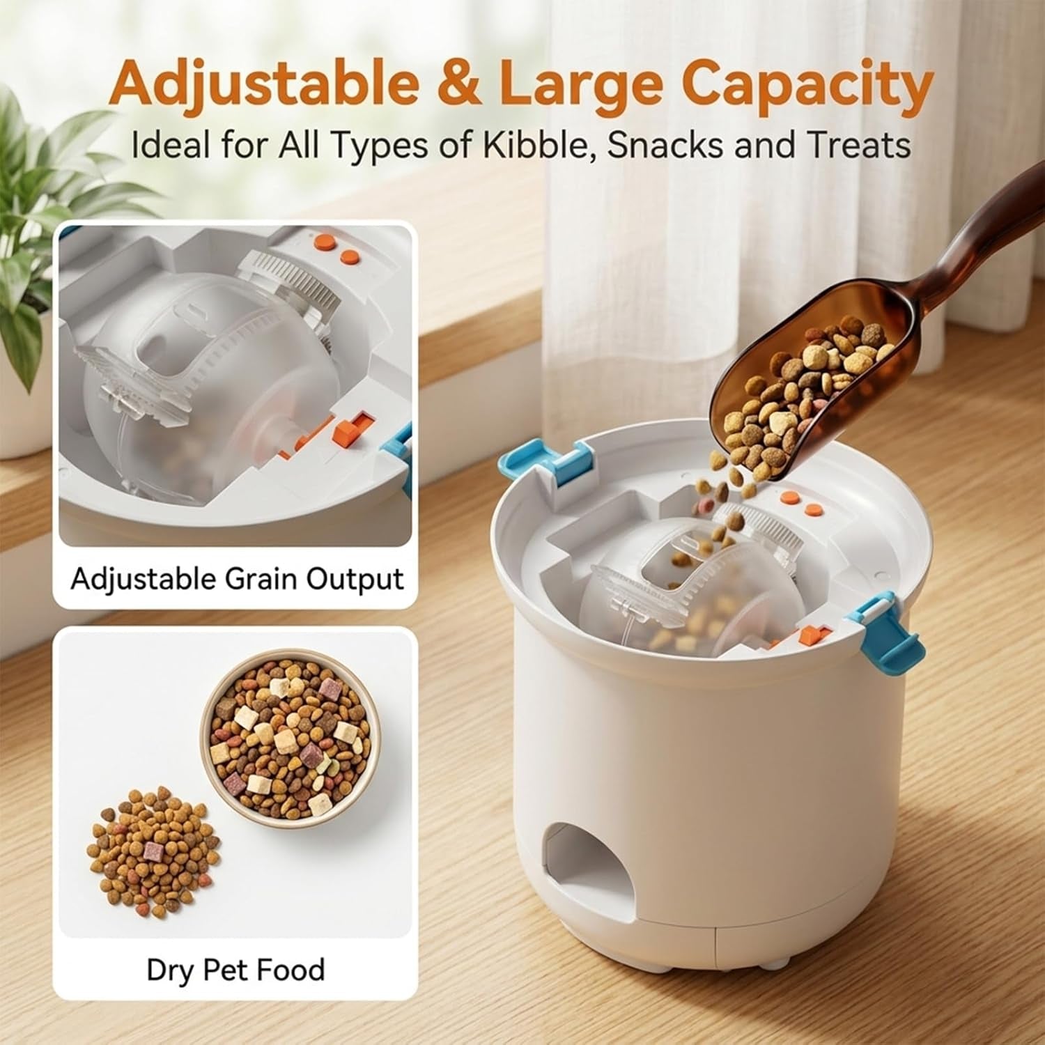 Automatic Dog Treat Dispenser, Button-Activated Interactive Dog Toy, Dog Puzzle Feeder for Mental Stimulation, Positive Reinforcement Training & Slow Feeding, USB Rechargeable