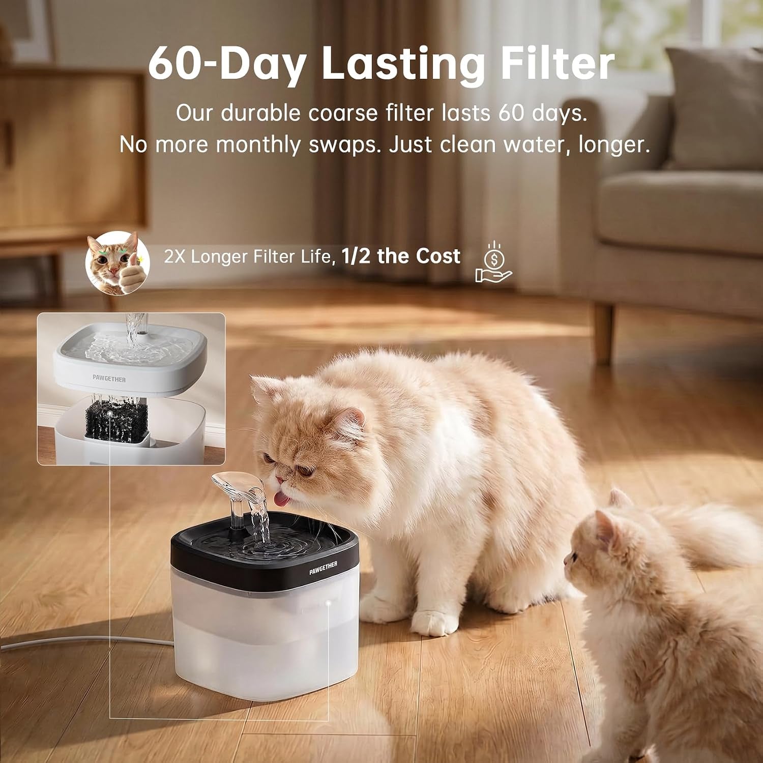 ® Cat Water Fountain with Wireless Pump 51Oz/1.5L Dog Water Fountain, Ultra Quiet Automatic Pet Water Fountain Portable Indoor Outdoor Travel Small Dog Water Dispenser with Adapter Black