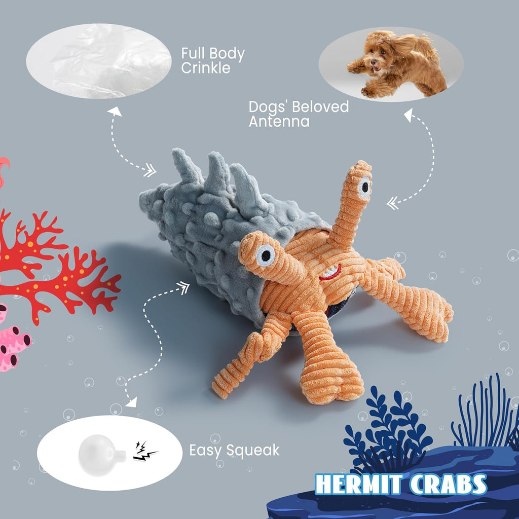4 Packs Crinkle Squeaky Dog Toys for Aggressive Chewers, Tough Durable Stuffed Plush Rope Tug Puppy Chew Toy for Small Medium Large Breeds