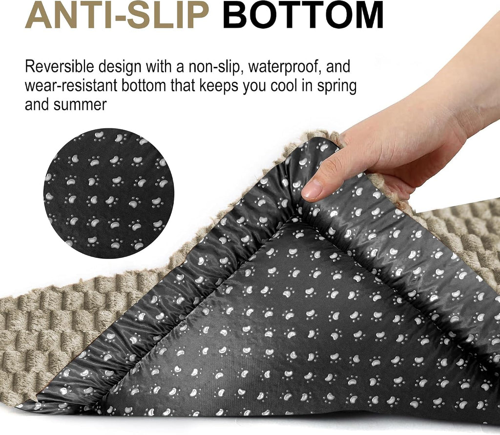 Dog Bed Crate Mat, Soft Durable Washable Anti-Slip Kennel Pad for Dogs & Cats, Reversible (Light Gray, M(30"*20"*1.5"))