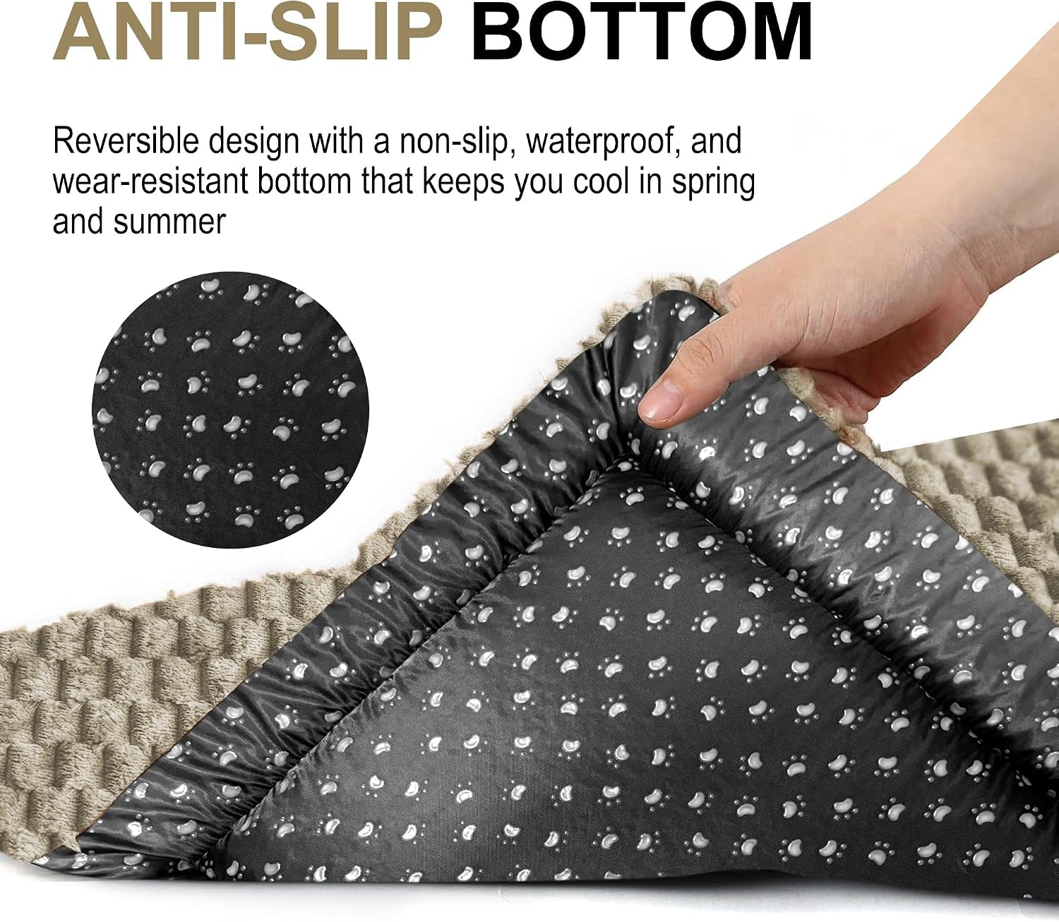 Dog Bed Crate Mat, Soft Durable Washable Anti-Slip Kennel Pad for Dogs & Cats, Reversible (Light Gray, M(30"*20"*1.5"))
