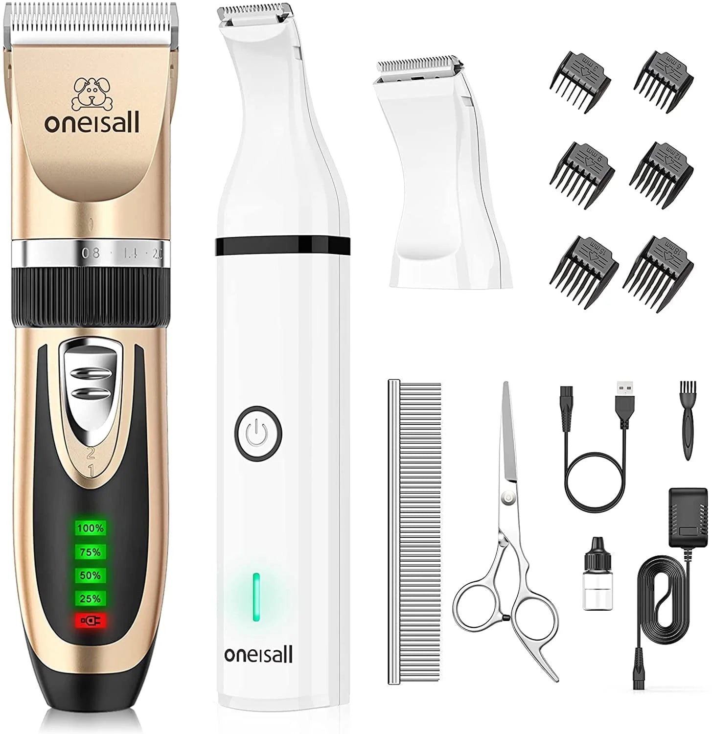 Dog Clippers and Dog Paw Trimmer Kit 2 in 1 Low Noise Cordless Dog Clippers for Grooming Pet Hair Trimmers for Small and Large Dogs Cats Animals