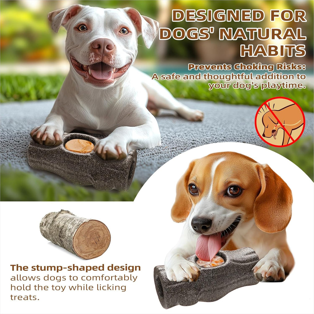 Tree Stump Dog Frozen Treat Toy, Long Lasting Chew & Heavy Duty Treat Dispenser Toy for Large Dogs with Peanut Butter Holder, Non-Toxic Easy Clean Teething Toys for Aggressive Chewers