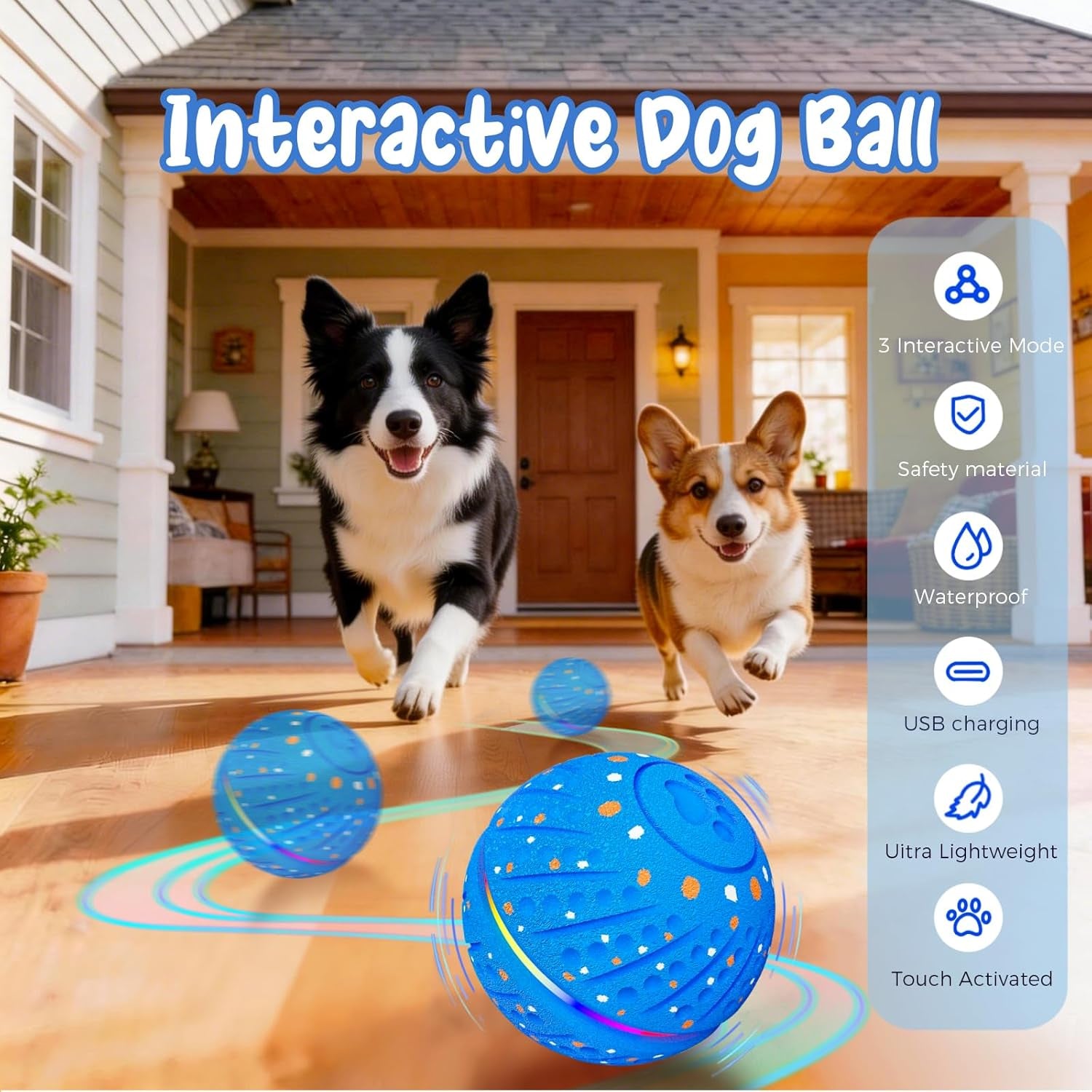 Interactive Dog Ball Automatic Motion Activated 3 Modes | Motion Activated Rolling & Bouncing, Durable ETPU Dog Toy for Small Dogs, Keeps Dogs Busy & Reduces Boredom