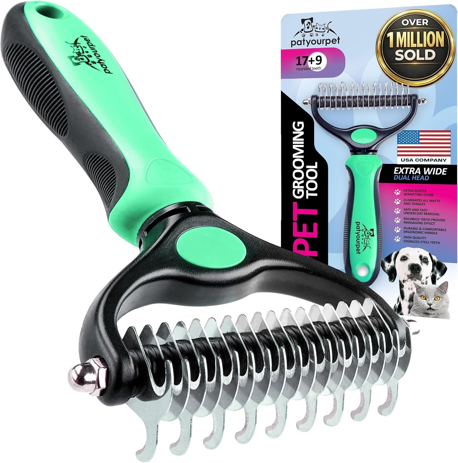 Deshedding Dog Brush for Shedding – Cat Brushes for Indoor Cats, Double-Sided Cat Brush Deshedding & Grooming Tool for Long Haired and Short Haired Dogs, Skin-Friendly