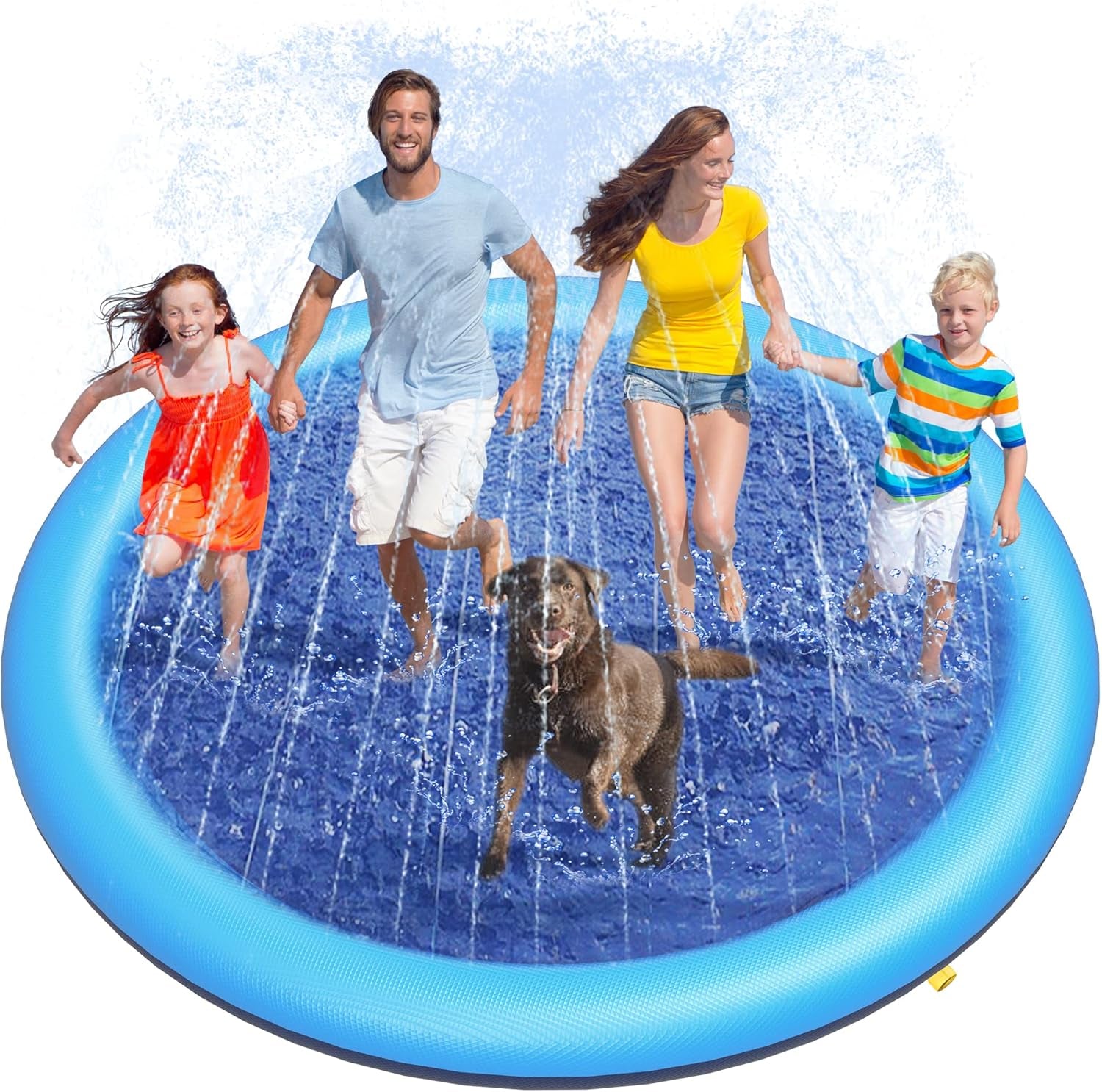 Dog Splash Pad 59" Anti-Slip Dog Pools for Large Dogs 0.58 Mm Thick Dog Sprinkler Water Toy