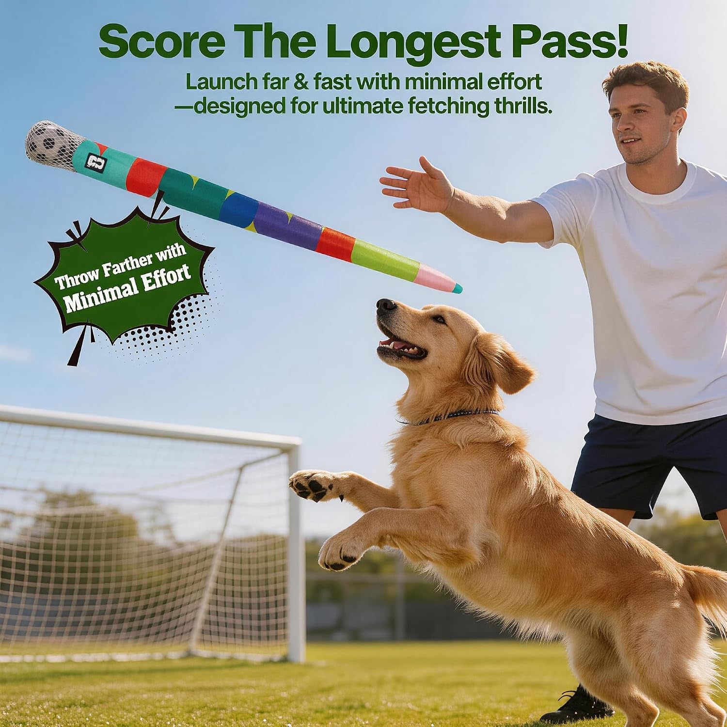 Official FIFA World Cup 2026 Edition, Fetch Dog Ball Toy with Tail, Interactive Throw & Catch Toy for Medium & Large Dogs, Rubber Ball with Nylon Tail for Exercise & Boredom Relief