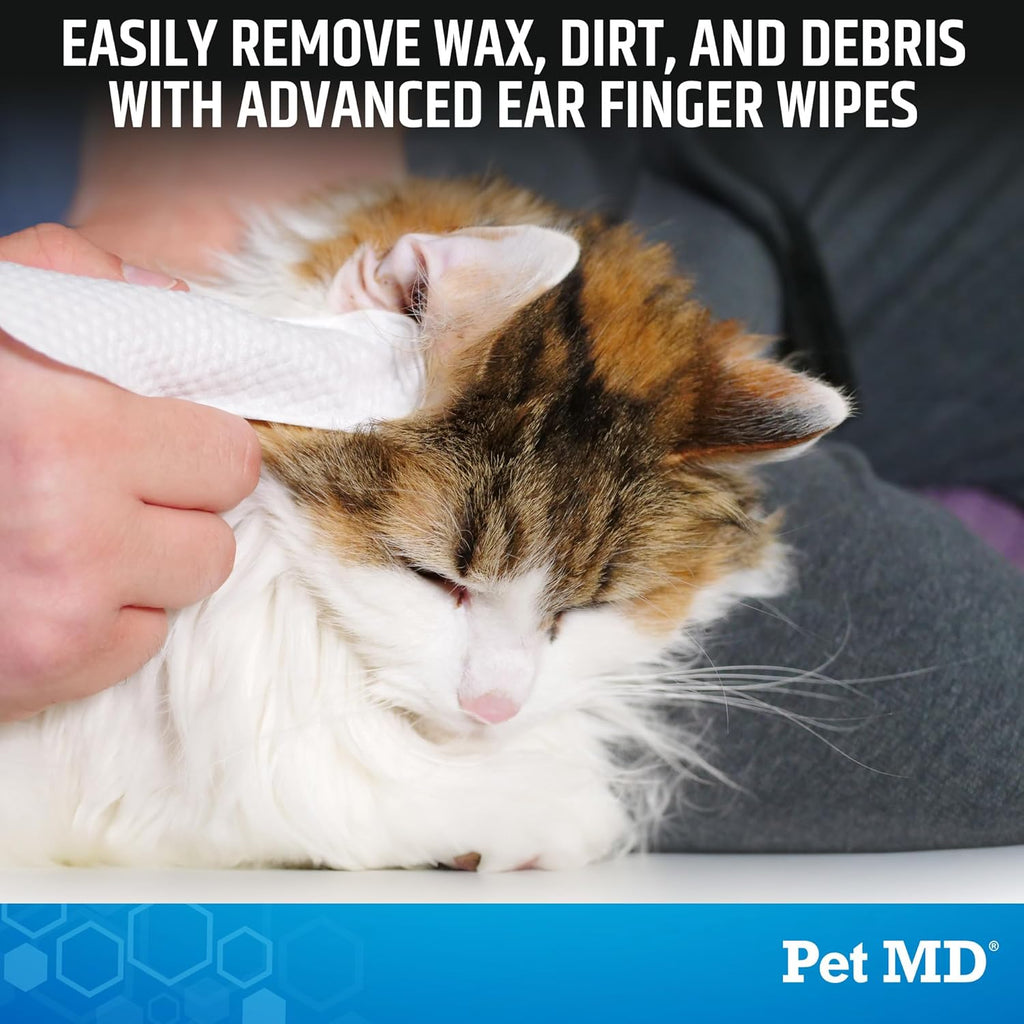 Advanced Ear Finger Wipes for Dogs & Cats - Cucumber Melon (50Ct) | Non-Irritating Cat Ear Wipes & Puppy Ear Cleaner - Pet Safe Cleaner to Aid in Itchiness and Odor