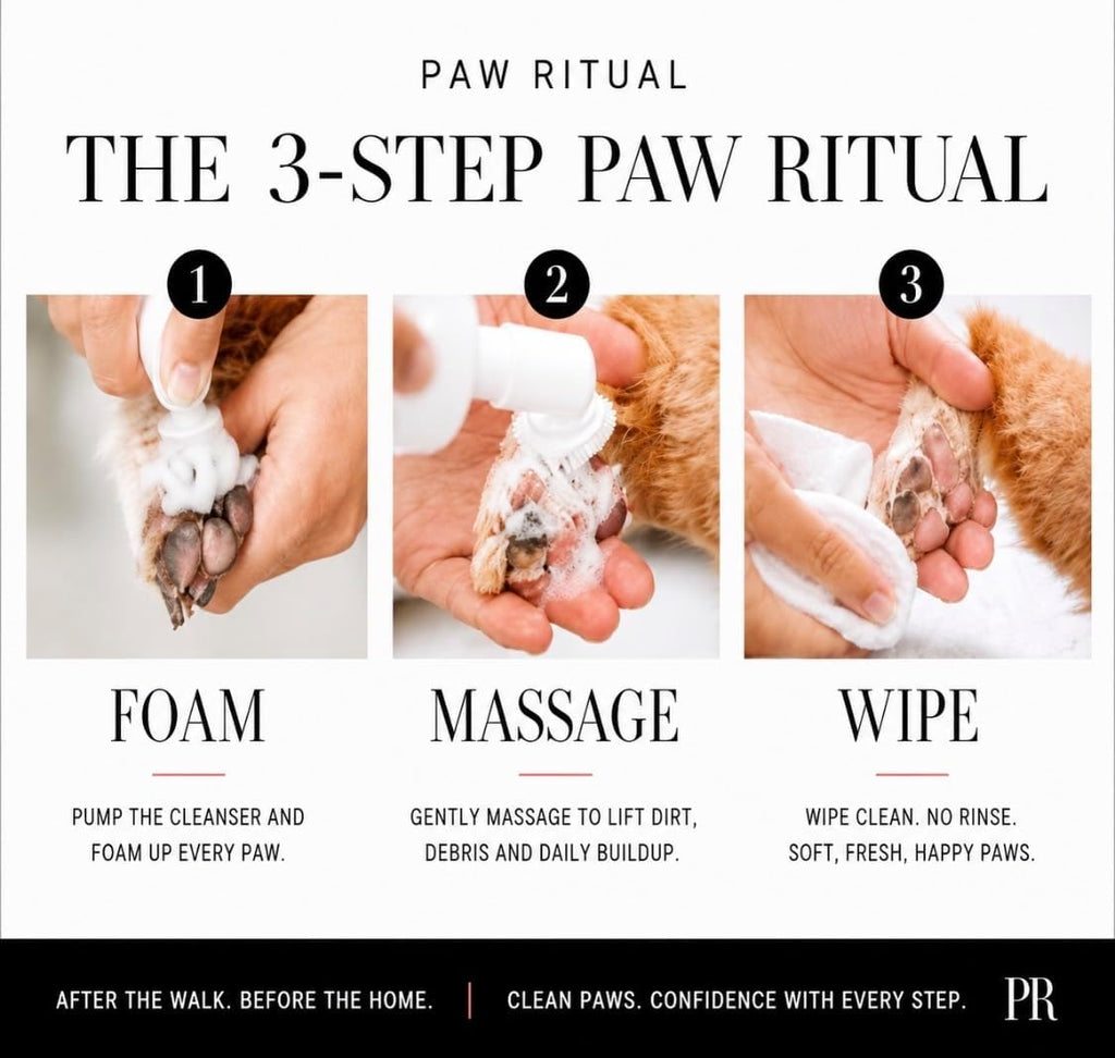 Dog Paw Cleaner, Dog Paw Wash, No-Rinse Foaming Paw Cleanser with Silicone Brush for Dogs & Puppies, Plant-Derived Formula for Sensitive Paws, 6.8 Fl Oz