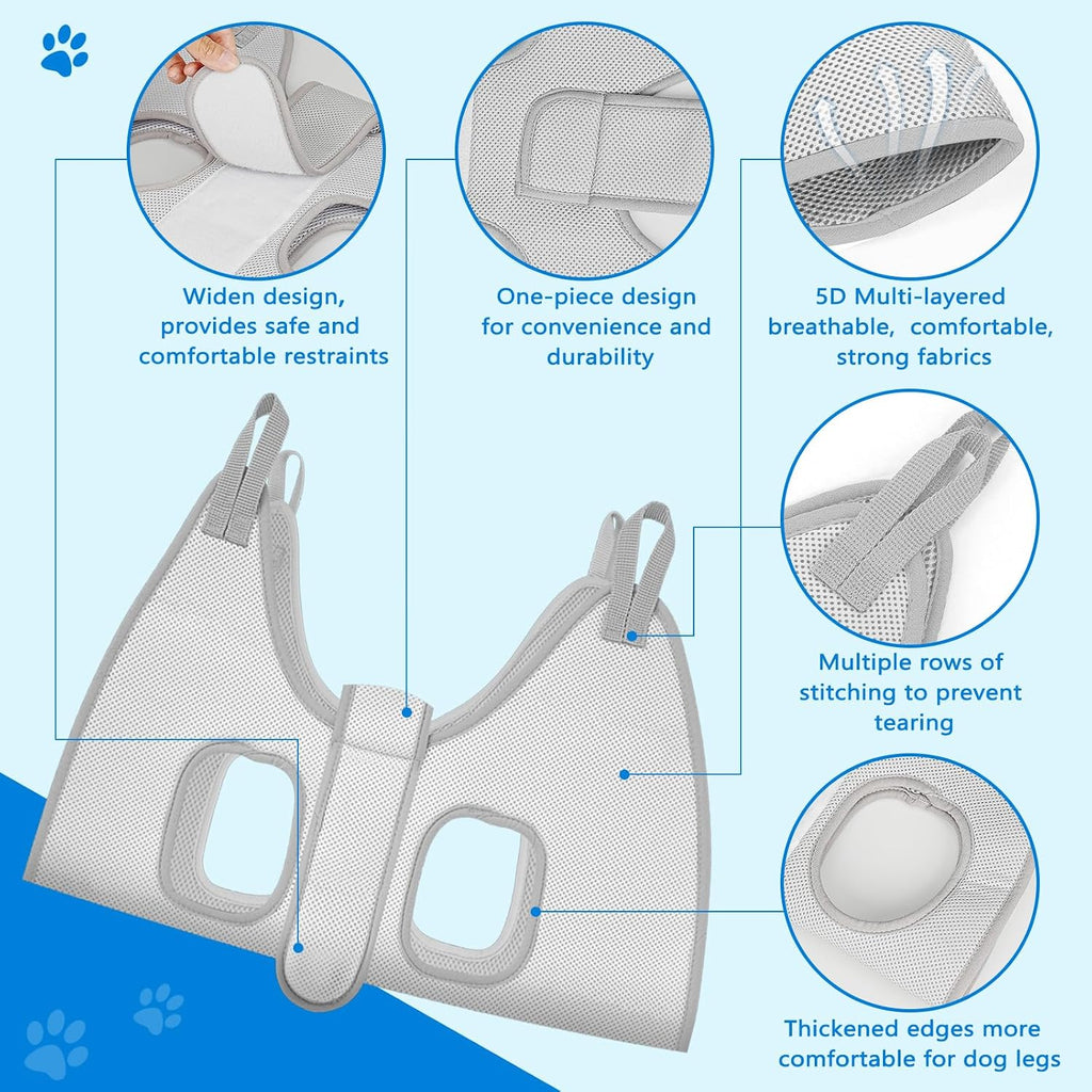 Dog Grooming Hammock for Large Dogs, Dog Hanging Harness for Nail Trimming Doorframe, Pet Holder Restraint for Clipping Nails, Pet Hoist Sling for Cutting Nails at Home (Grey 2XL)