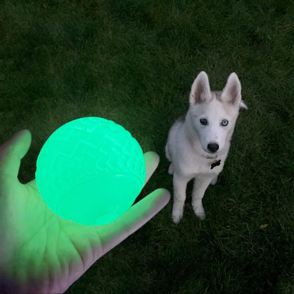 Dog Glow Ball Toy, Dog Toy Ball Glow in the Dark, 2 Pack