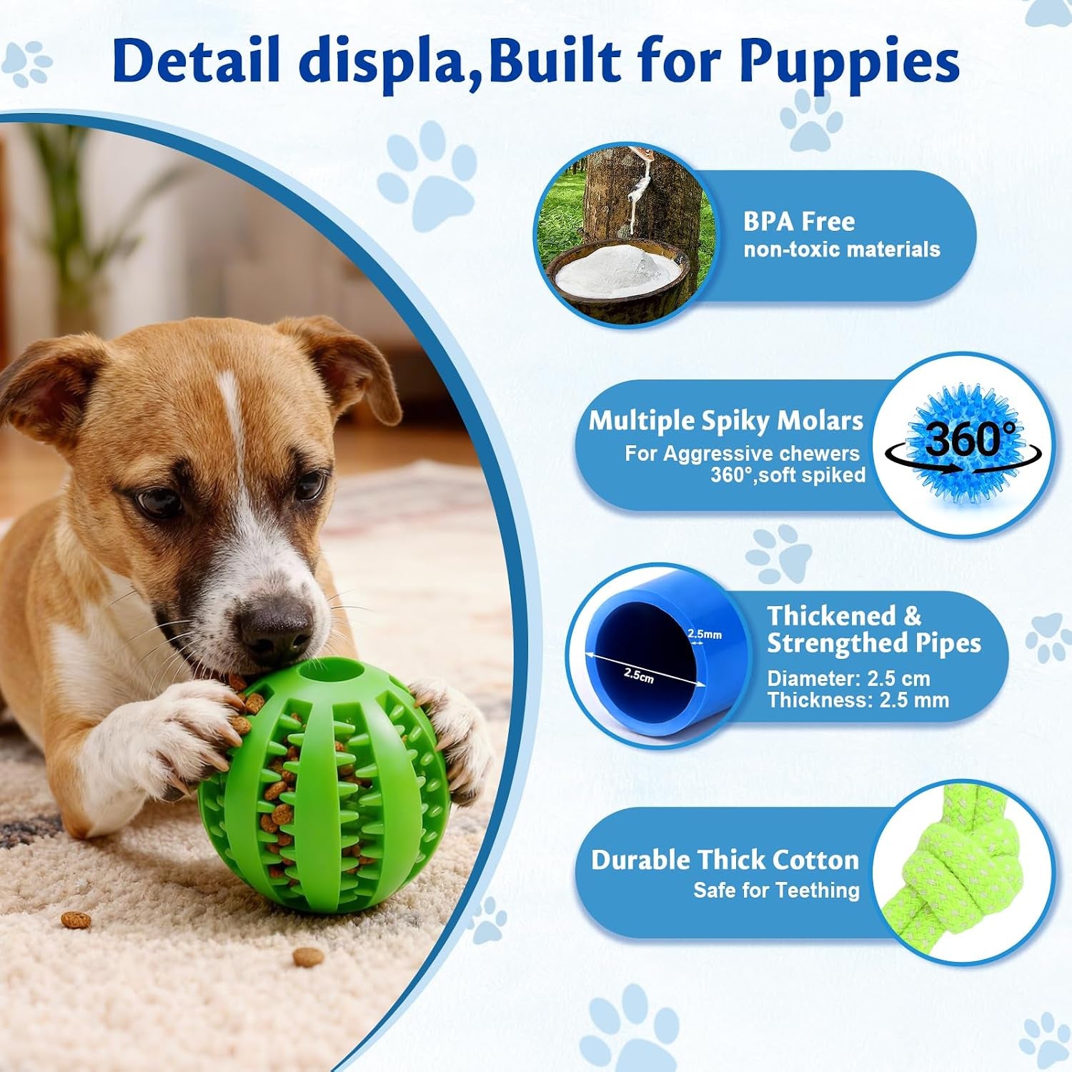 Puppy Play Gym with 16 Toys, Removable Dog Enrichment Playground, Interactive Indoor Training Activity Center for Small Dogs & Puppies, Teething & with Squeaky Toys, 12 Hanging Toys+4 Floor Toys