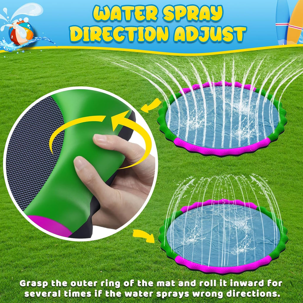 67” Non-Slip Splash Pad for Kids & Dogs, round Outdoor Water Sprinkler Pad, 0.5Mm Thickened Tear-Resistant PVC, Kids Water Toy & Dog Pool for Backyard Summer Fun